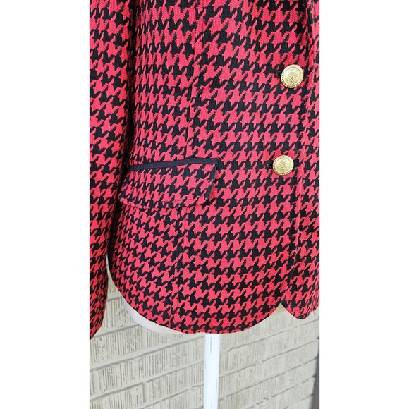 Joan Rivers Women's Size 10 Red & Black Houndstooth Print Blazer Elbow Patches - Picture 4 of 12